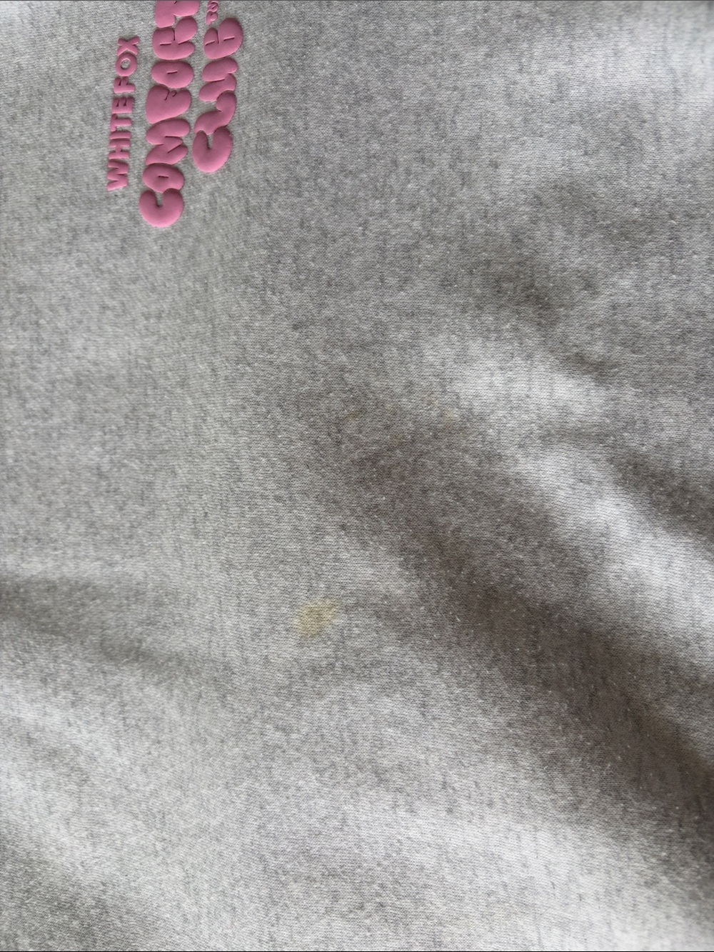 White Fox Boutique Light Gray Hoodie with Pink Graphic